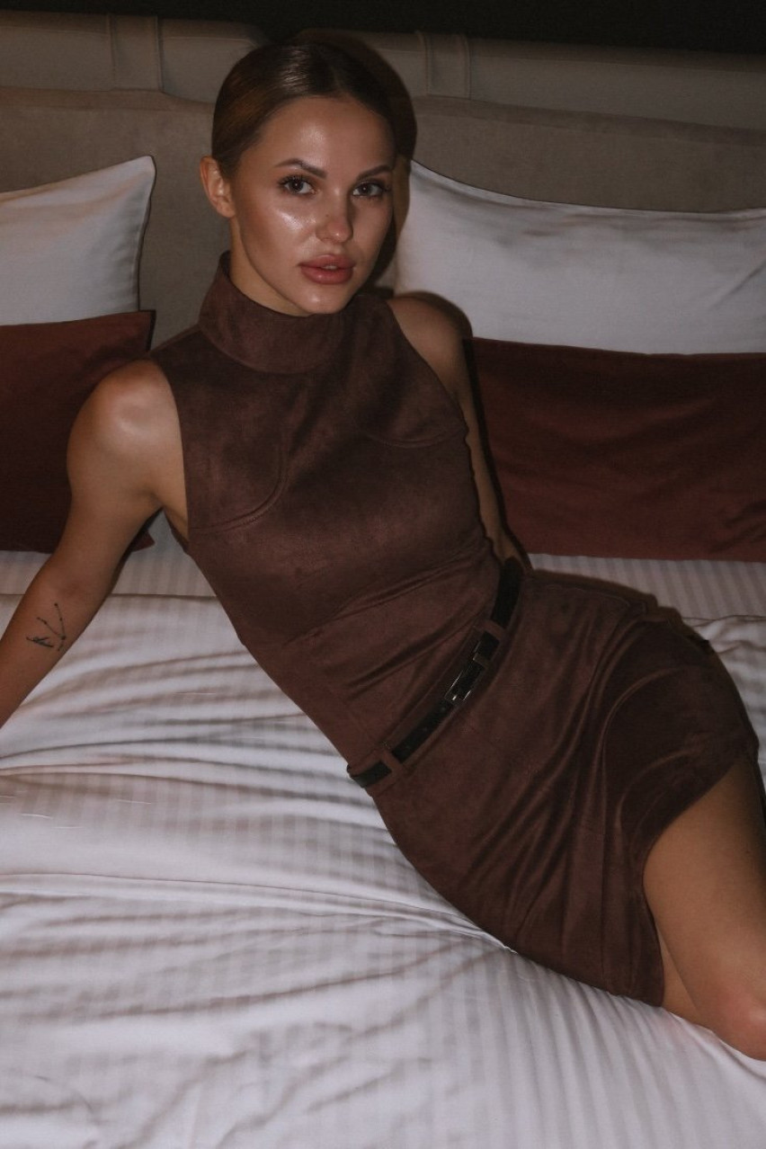 Шоколадна спідниця із екозамші FW2024-25 BLAZH.